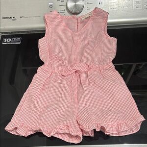 Girls size 4 seersucker Gigham one piece romper